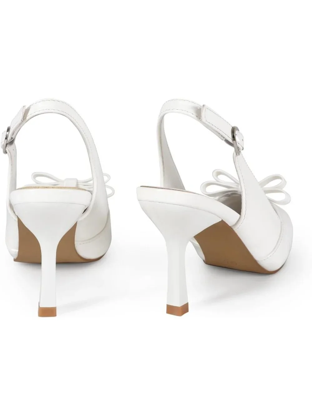 Women's White Comfortable Slingback Closed Pointed Toe 3 inch Kitten Heels Pumps